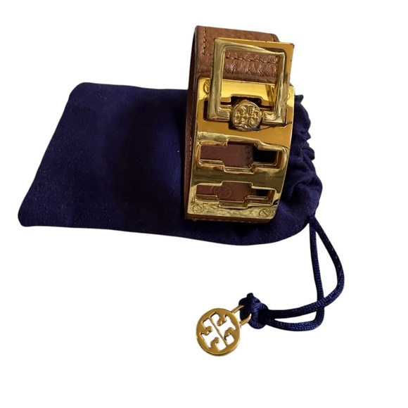 Tory Burch leather Bracelet with gold Adjustable buckle comes with dust bag - Picture 1 of 10